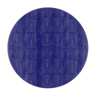 Planche à découper ronde en verre bleu minuit
