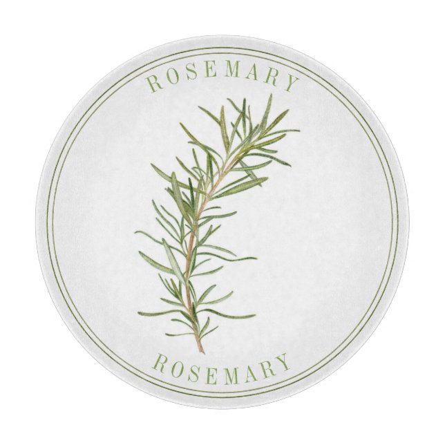 PLANCHE À DÉCOUPER RONDE EN VERRE ROSEMARIN FRAIS (Devant)