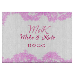Planche À Découper rose ajouter nom de couple date monogramme parties