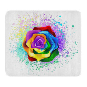 Planche À Découper Rose arc-en-ciel colorée