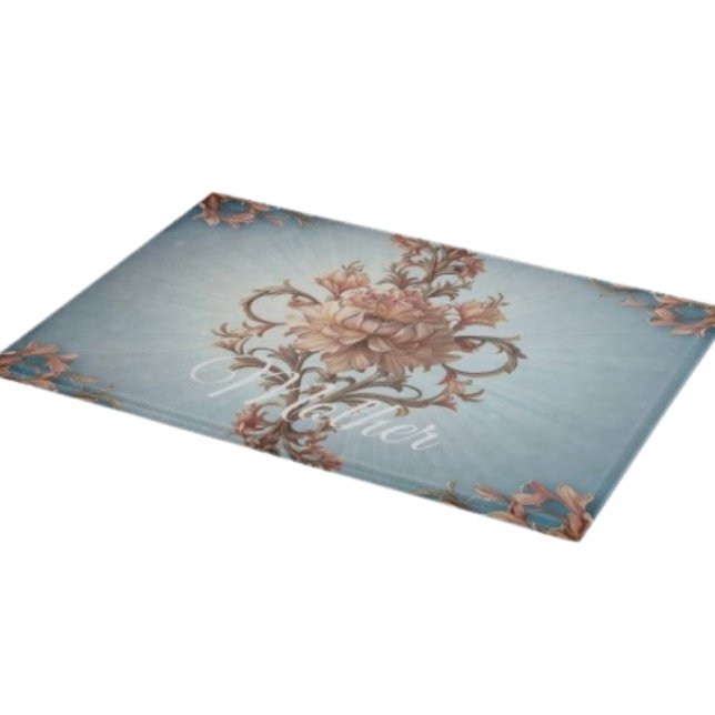 Planche À Découper Rose Baroque  (Glass Cutting Board – 5 different sizes. 100% food safe.  tempered glass Non-skid rubber feet. 
)