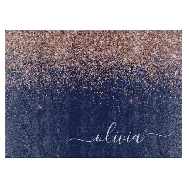 Planche À Découper Rose bleu marine Gold Blush Pink Parties scintilla (Devant)