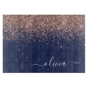 Planche À Découper Rose bleu marine Gold Blush Pink Parties scintilla