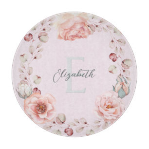 Planche À Découper Rose d'aquarelle Wreath personnalisée Rose