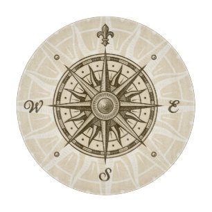 Planche À Découper Rose de boussole vintage