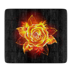 Planche À Découper Rose de feu en fleurs