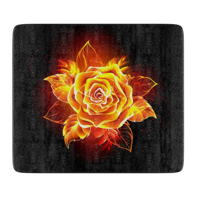 Planche À Découper Rose de feu en fleurs (Devant)