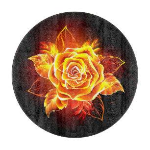 Planche À Découper Rose de feu en fleurs