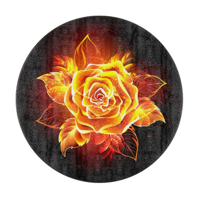 Planche À Découper Rose de feu en fleurs (Devant)