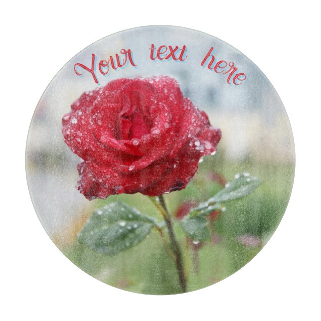 Planche À Découper Rose en gouttes de pluie (Devant)