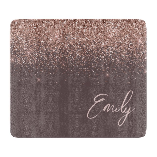 Planche À Découper Rose en terre cuite or bleu Parties scintillant ro (Devant)