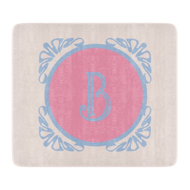 Planche À Découper Rose et bleu personnalisés (Devant)