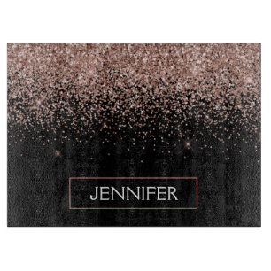 Planche À Découper Rose Gold Blush Parties scintillant rose Monogramm