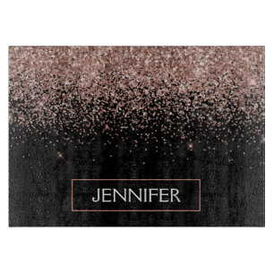 Planche À Découper Rose Gold Blush Parties scintillant rose Monogramm