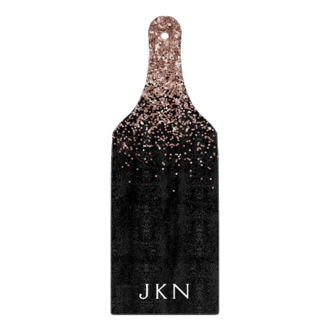 Planche À Découper Rose Gold Blush Pink Glitter Monogramme Initiales (Devant)