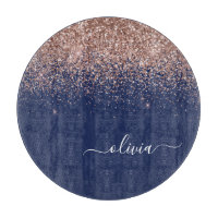 Rose Gold Pailleté Monogramme Bleu Marine Rose Cla