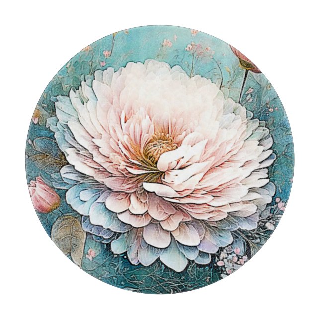 Planche À Découper Rose Gold Turquoise Bloom Art (Devant)