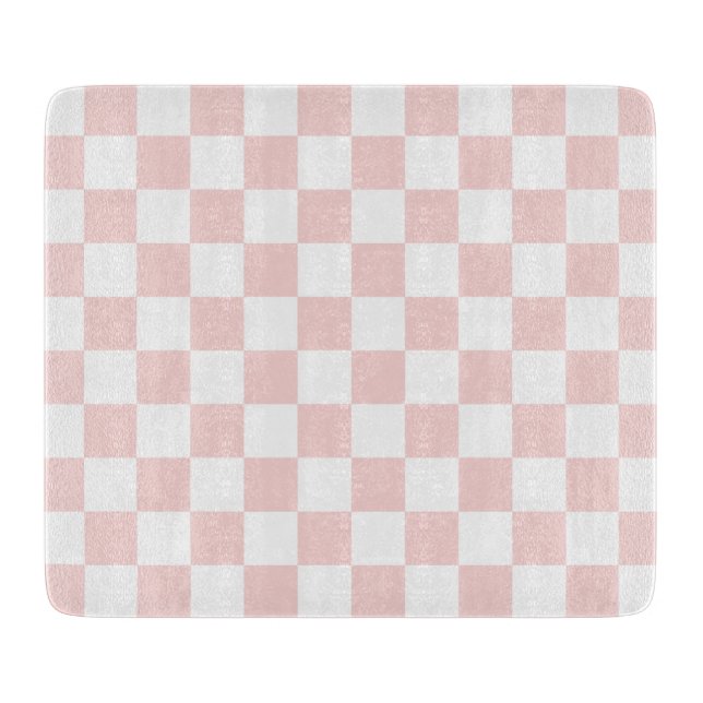 Planche À Découper Rose Pâle et Blanc à Damier (Devant)