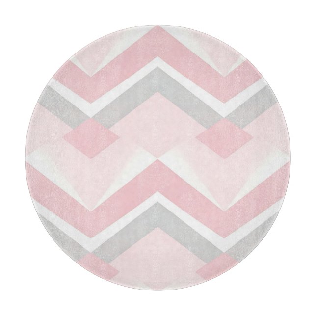 Planche À Découper Rose Pâle Géométrique Chevron (Devant)