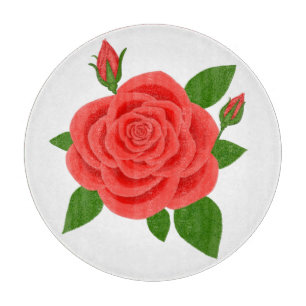 Planche À Découper Rose Rouge Avec Bourgeons Ronds