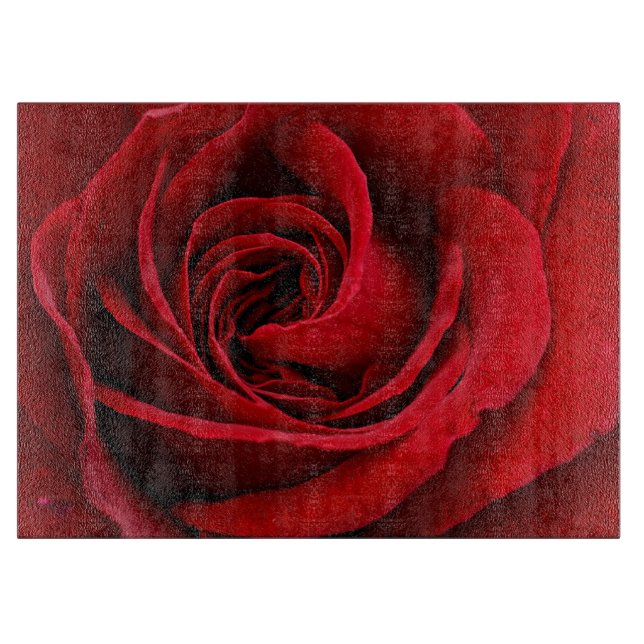 Planche À Découper Rose Rouge Clair en Gros Plan (Devant)