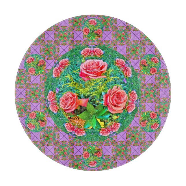 Planche À Découper Roses d'aquarelle rose (Devant)