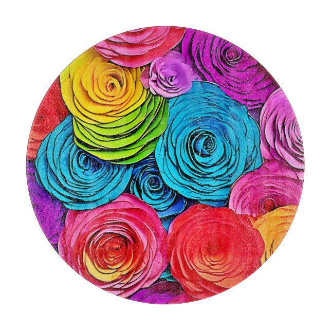Planche À Découper Roses de papier vibreux (Devant)