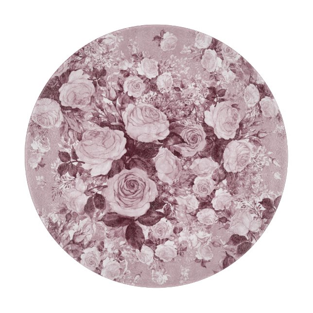 Planche À Découper Roses de thé : Motif Bouquet d'aquarelle. (Devant)