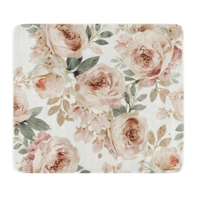 Planche À Découper Roses Roses Fleurs Imprimé Floral Aquarelle Botani (Devant)