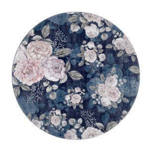 Planche À Découper Roses roses roses Bleu foncé : Vintage