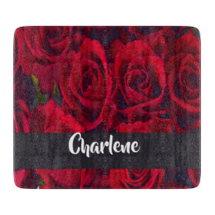 Planche À Découper Roses rouges fraîches