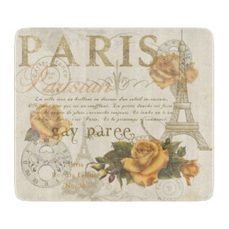 Planche À Découper Roses vintages et Tour Eiffel de Paris de style de