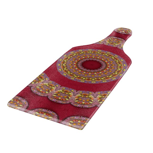 Planche À Découper Rosettes Mandala Rouge Or Jaune (Coin)
