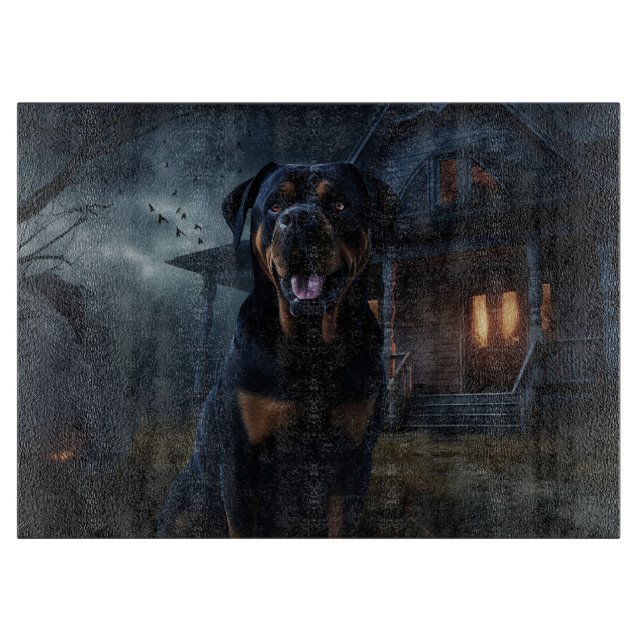 Planche À Découper Rottweiler Halloween Épouvantable (Devant)
