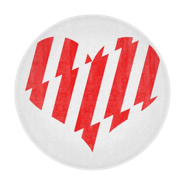 Planche À Découper Rouge Abstrait n Blancs Valentine Coeur (Devant)