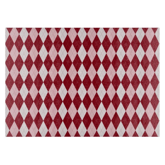Planche À Découper Rouge Argyle Rouge Clair Petit Diamant (Devant)