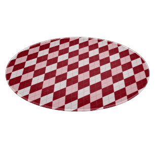 Planche À Découper Rouge Argyle Rouge Clair Rose Petit Diamant Forme