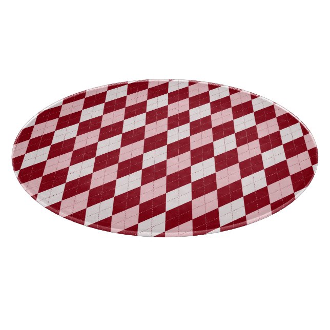 Planche À Découper Rouge Argyle Rouge Clair Rose Petit Diamant Forme (Coin)