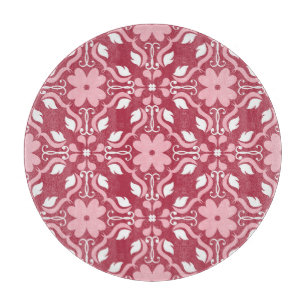 Planche À Découper Rouge, beige à fleurs, papier peint motif sans cou