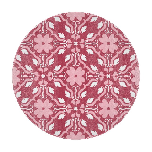 Planche À Découper Rouge, beige à fleurs, papier peint motif sans cou (Devant)