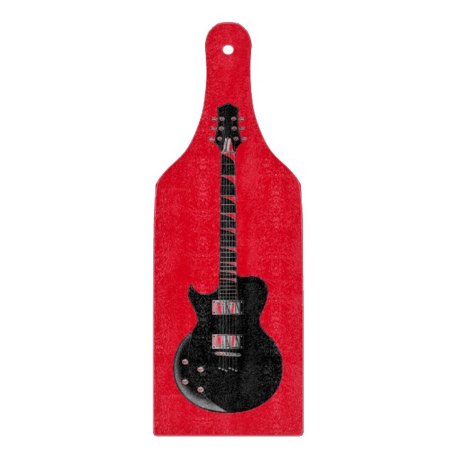 Planche À Découper Rouge Black Pop Art Guitare électrique (Devant)