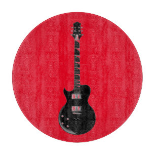Planche À Découper Rouge Black Pop Art Guitare électrique