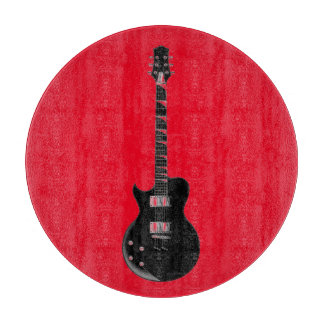 Planche À Découper Rouge Black Pop Art Guitare électrique