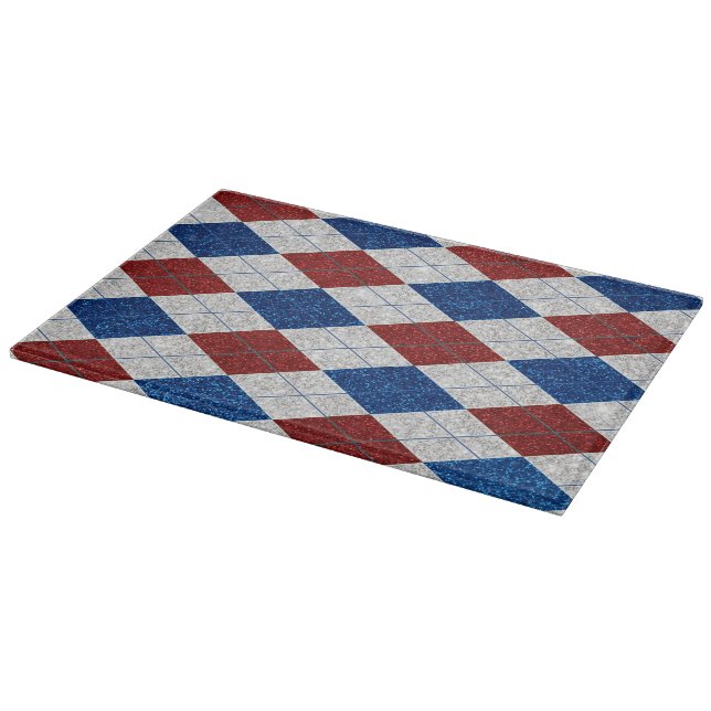 Planche À Découper Rouge, Blanc, Bleu Argyle Juillet 4 Paillettes (Coin)