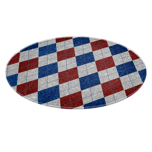 Planche À Découper Rouge, Blanc, Bleu Argyle Juillet 4 Paillettes (Coin)