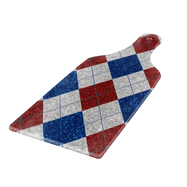 Planche À Découper Rouge, Blanc, Bleu Argyle Juillet 4 Paillettes (Coin)