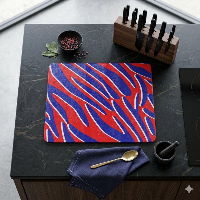 Planche À Découper Rouge, Blanc & Gras | Verre Rayé Tigre (Créateur téléchargé)
