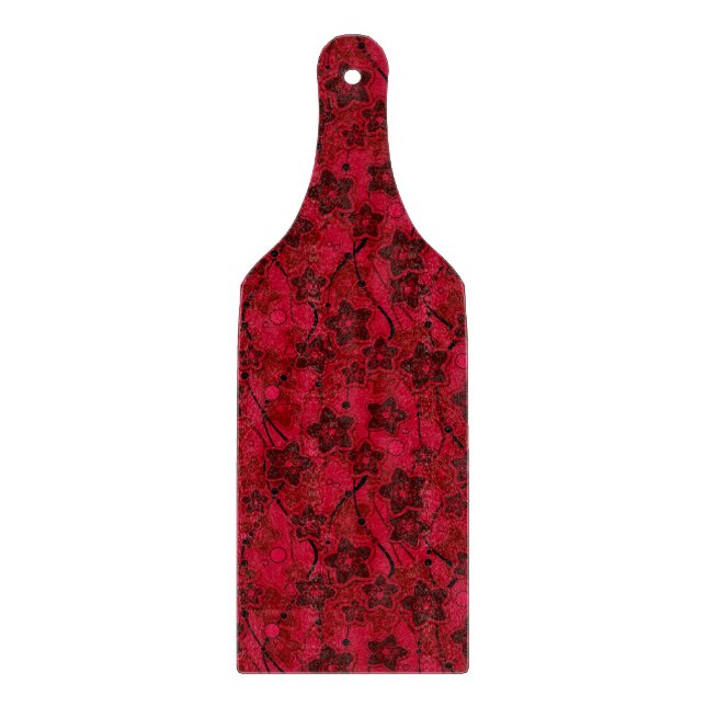 Planche À Découper rouge brun floral rustique mode motif rétro (Devant)