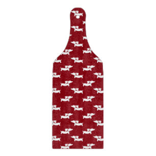 Planche à découper rouge de cuisine de chien de