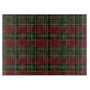 Planche À Découper Rouge de fête, Vert et Or Plaid de Noël Cosy